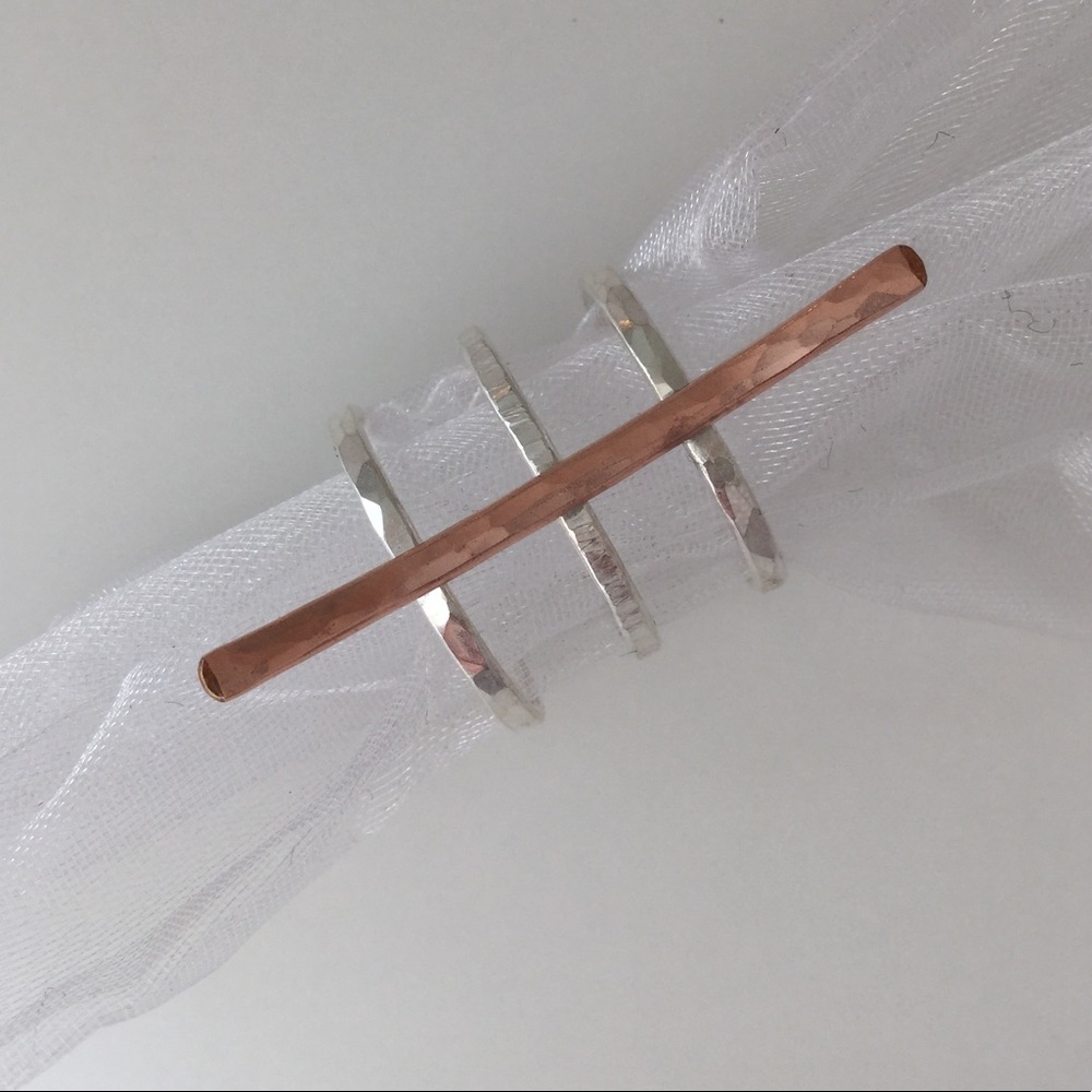 Nashelle Sterling Silver and Rose Gold Ring Size 7